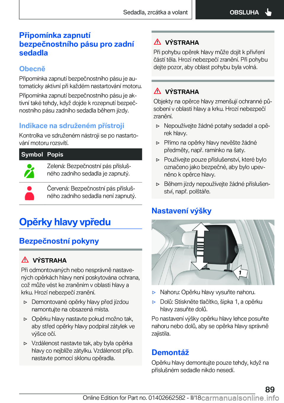 BMW M2 2018  Návod na použití (in Czech) �P�i�p�o�m�