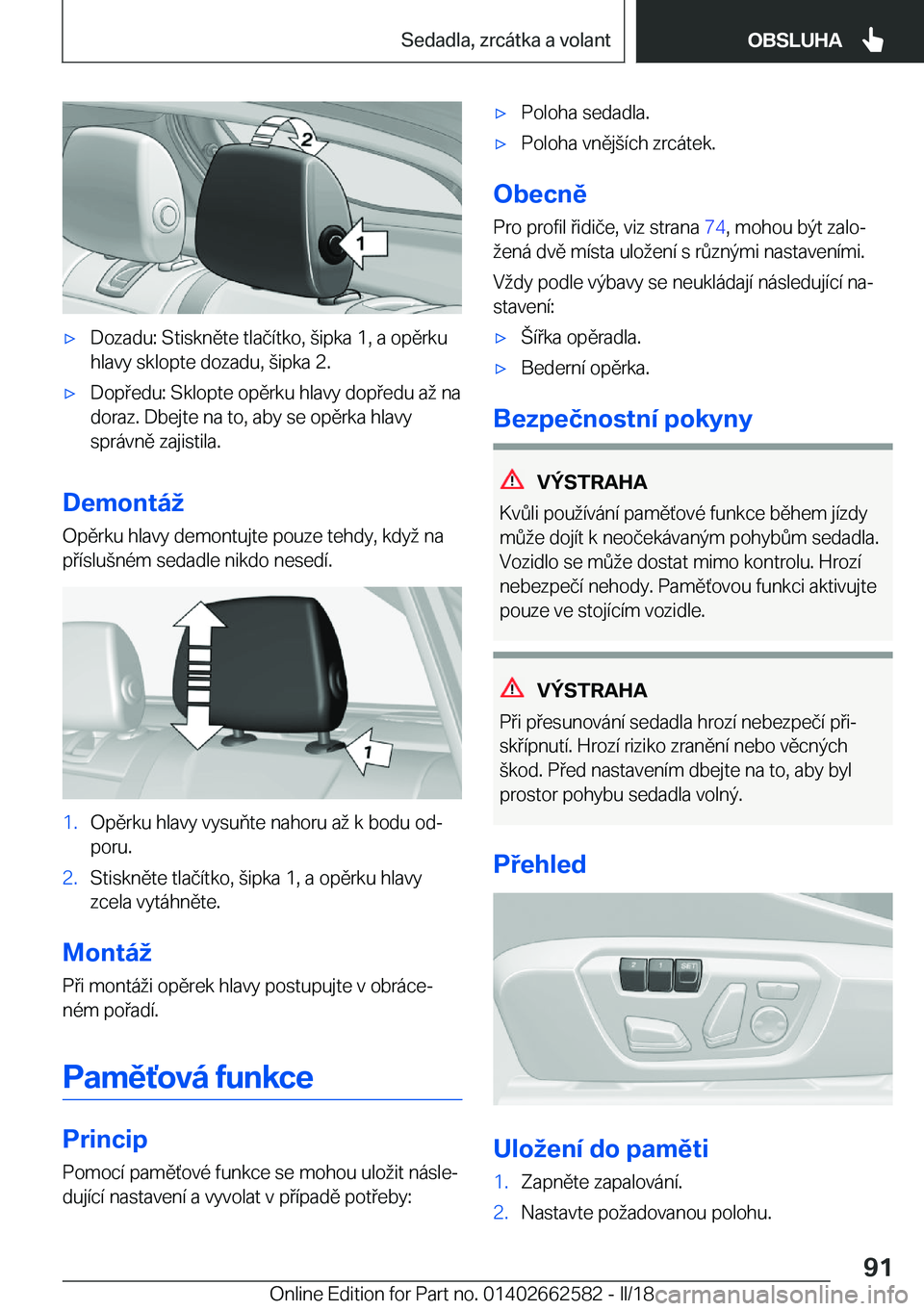BMW M2 2018  Návod na použití (in Czech) 'x�D�o�z�a�d�u�:� �S�t�i�s�k�n�
