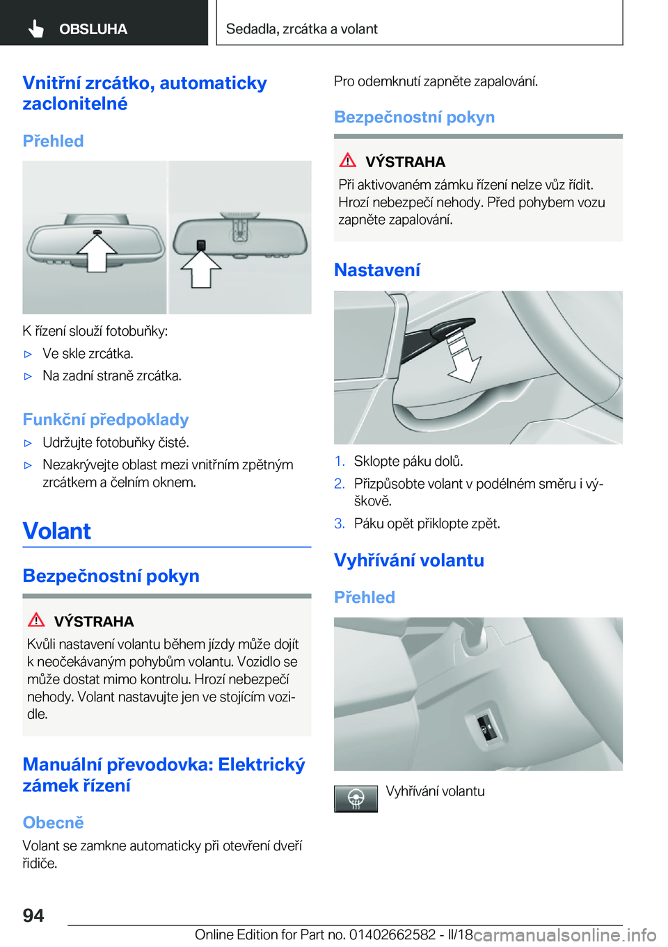 BMW M2 2018  Návod na použití (in Czech) �V�n�i�t�n�