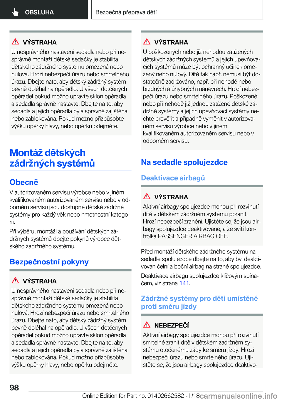 BMW M2 2018  Návod na použití (in Czech) �V�