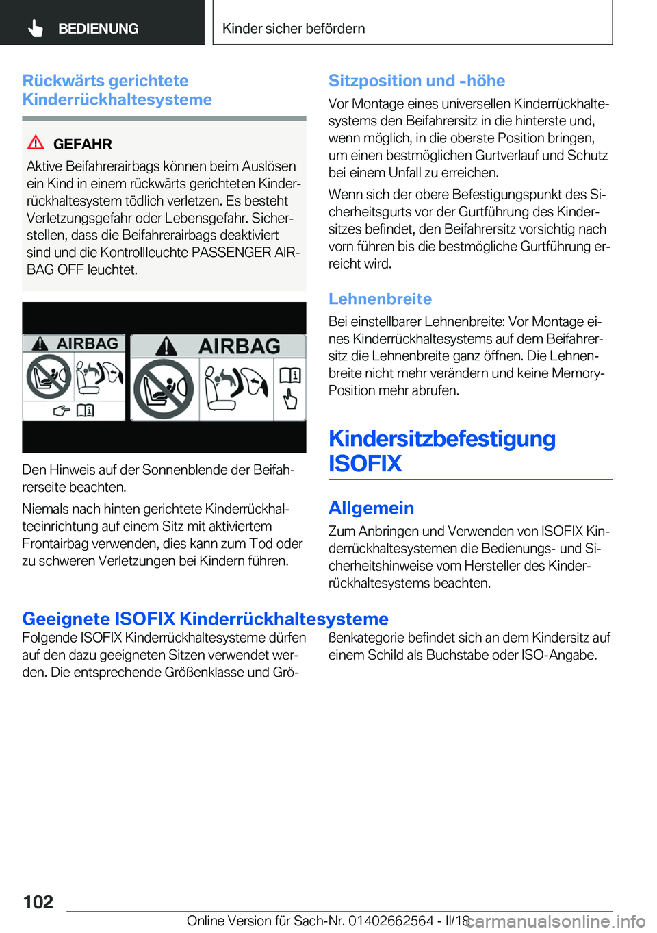 BMW M2 2018  Betriebsanleitungen (in German) �R�