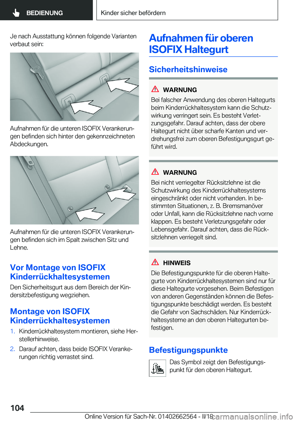 BMW M2 2018  Betriebsanleitungen (in German) �J�e� �n�a�c�h� �A�u�s�s�t�a�t�t�u�n�g� �k�