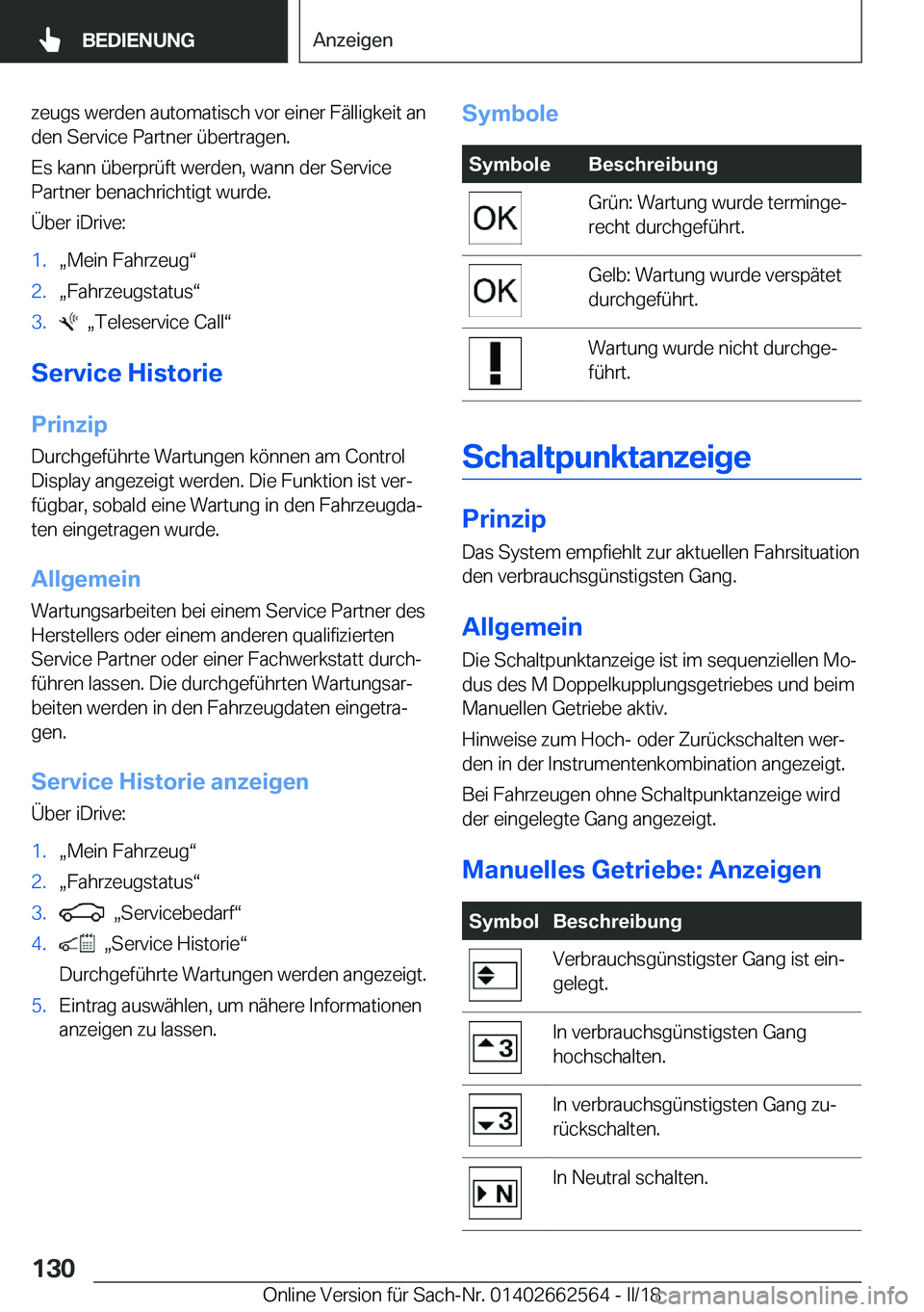 BMW M2 2018  Betriebsanleitungen (in German) �z�e�u�g�s� �w�e�r�d�e�n� �a�u�t�o�m�a�t�i�s�c�h� �v�o�r� �e�i�n�e�r� �F�