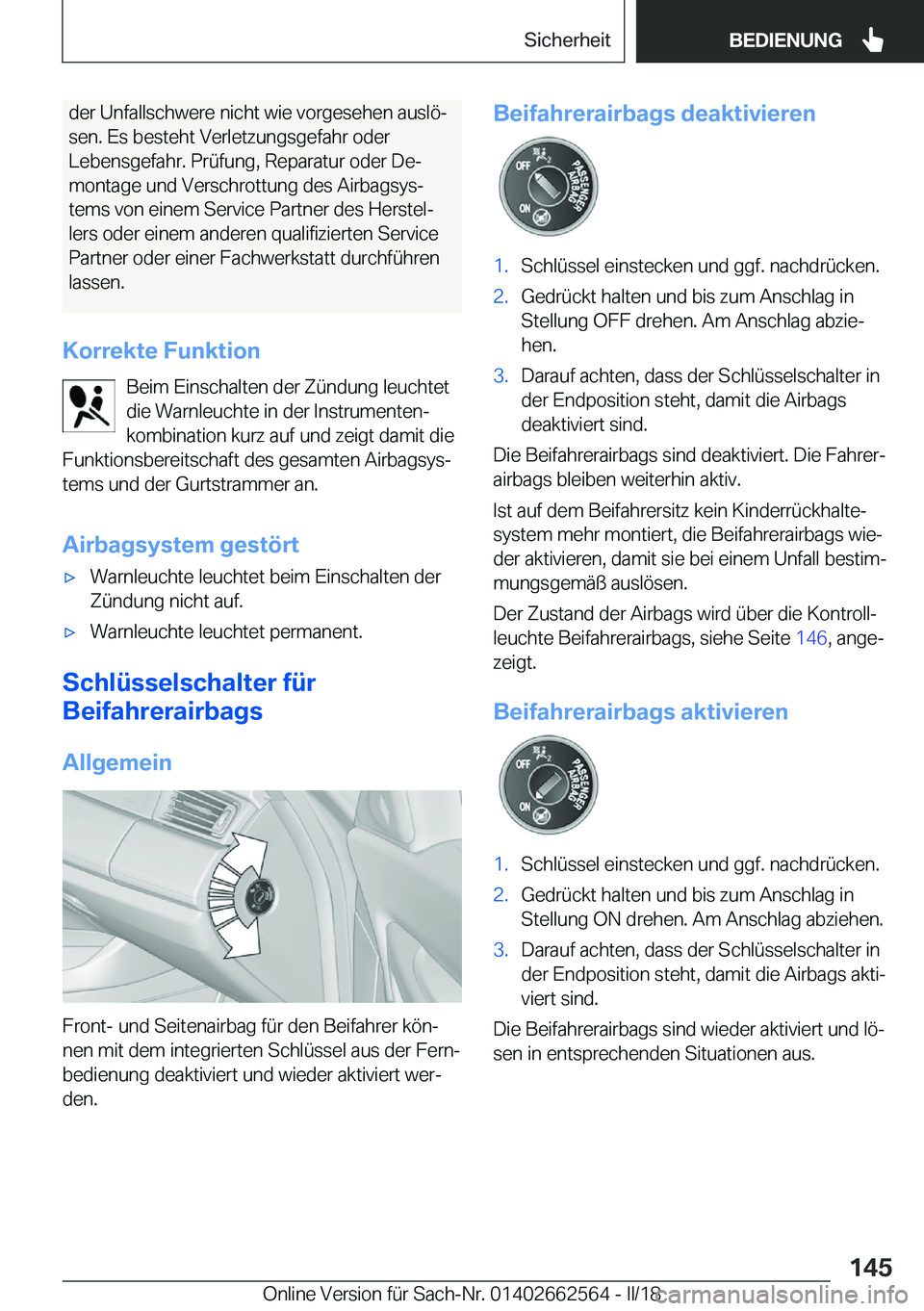 BMW M2 2018  Betriebsanleitungen (in German) �d�e�r� �U�n�f�a�l�l�s�c�h�w�e�r�e� �n�i�c�h�t� �w�i�e� �v�o�r�g�e�s�e�h�e�n� �a�u�s�l�