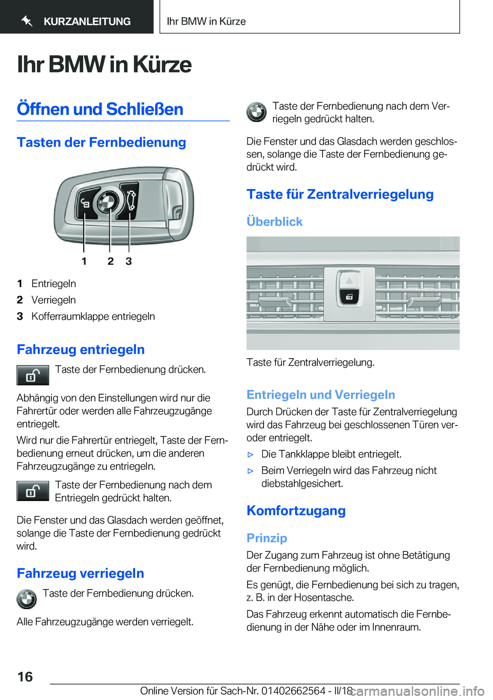 BMW M2 2018  Betriebsanleitungen (in German) �I�h�r��B�M�W��i�n��K�