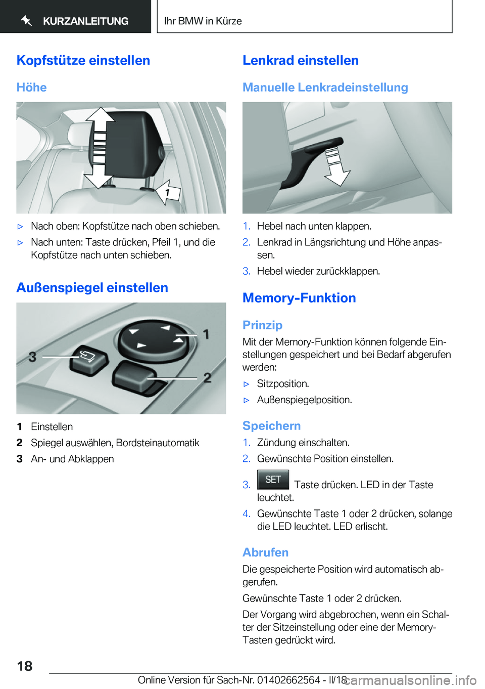 BMW M2 2018  Betriebsanleitungen (in German) �K�o�p�f�s�t�