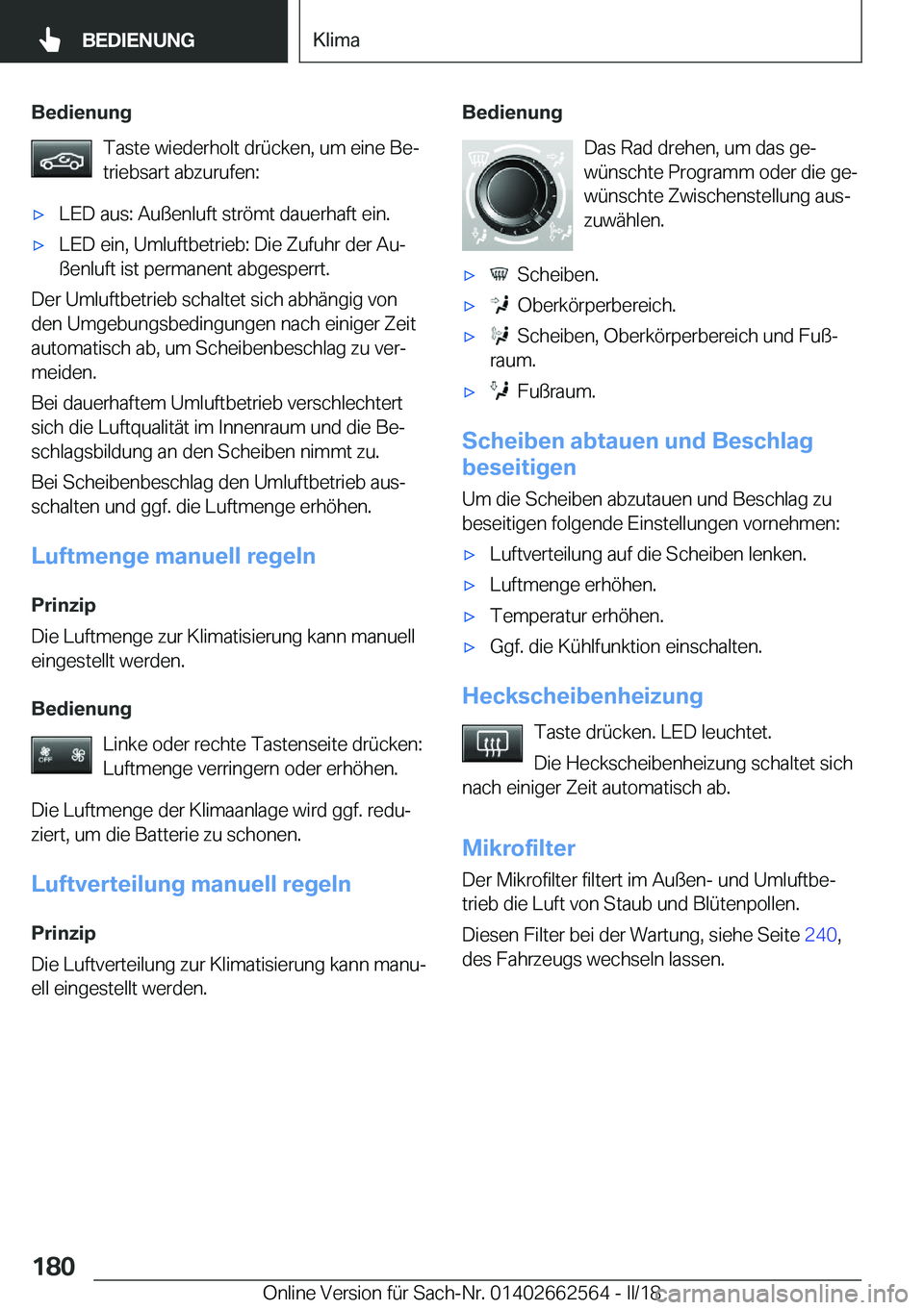 BMW M2 2018  Betriebsanleitungen (in German) �B�e�d�i�e�n�u�n�g�T�a�s�t�e� �w�i�e�d�e�r�h�o�l�t� �d�r�