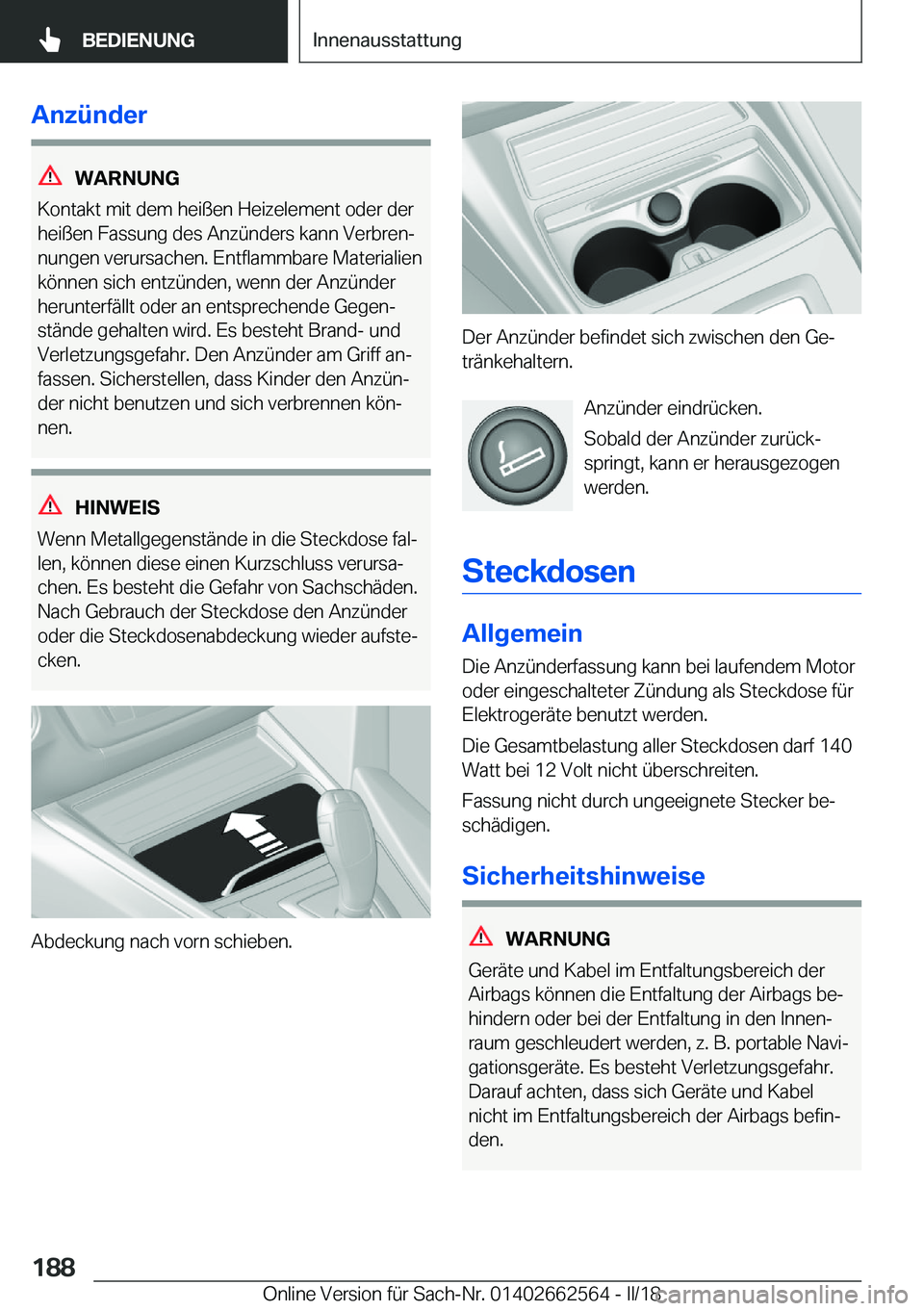BMW M2 2018  Betriebsanleitungen (in German)  A n z 