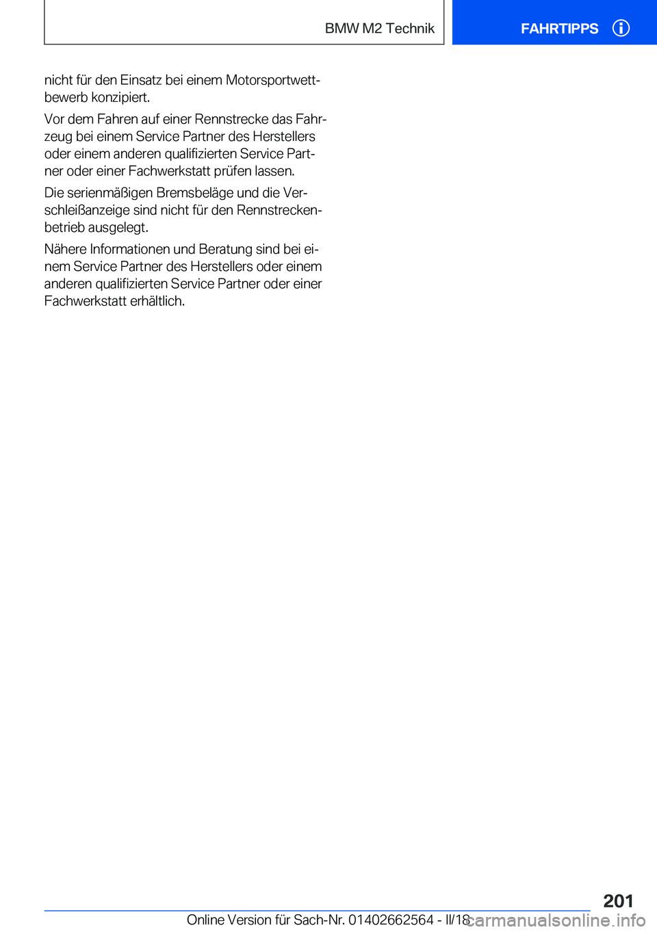 BMW M2 2018  Betriebsanleitungen (in German)  n i c h t   f 