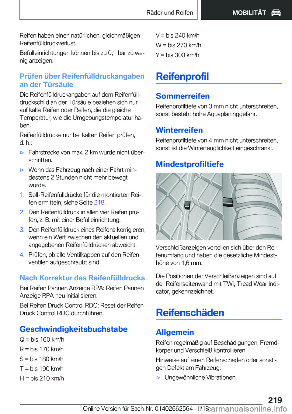 BMW M2 2018  Betriebsanleitungen (in German) �R�e�i�f�e�n� �h�a�b�e�n� �e�i�n�e�n� �n�a�t�