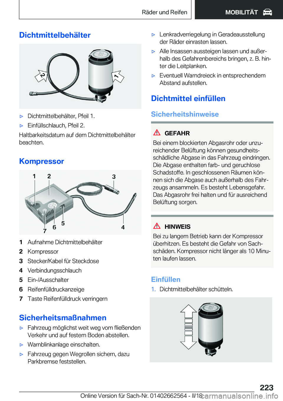 BMW M2 2018  Betriebsanleitungen (in German) �D�i�c�h�t�m�i�t�t�e�l�b�e�h�
