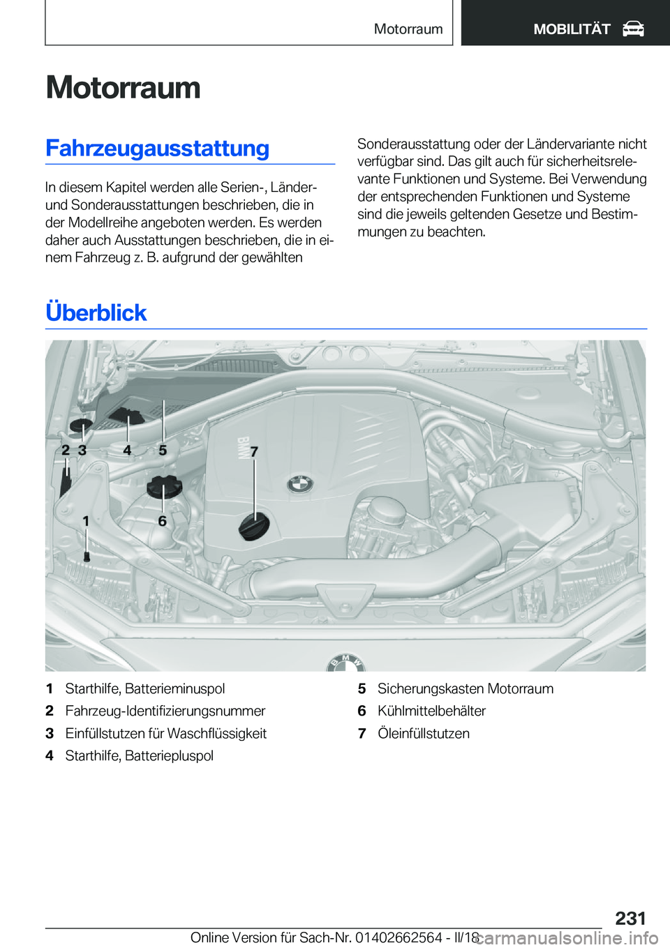 BMW M2 2018  Betriebsanleitungen (in German) �M�o�t�o�r�r�a�u�m�F�a�h�r�z�e�u�g�a�u�s�s�t�a�t�t�u�n�g
�I�n� �d�i�e�s�e�m� �K�a�p�i�t�e�l� �w�e�r�d�e�n� �a�l�l�e� �S�e�r�i�e�n�-�,� �L�
