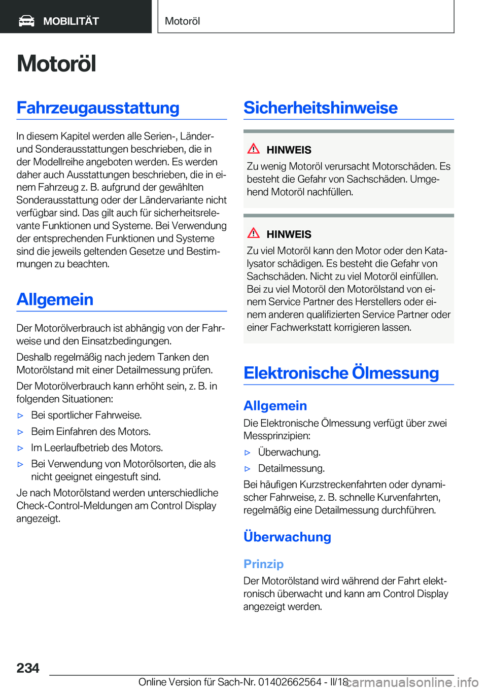 BMW M2 2018  Betriebsanleitungen (in German) �M�o�t�o�r�