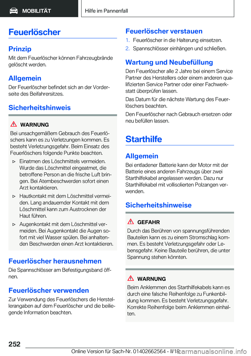 BMW M2 2018  Betriebsanleitungen (in German) �F�e�u�e�r�l�