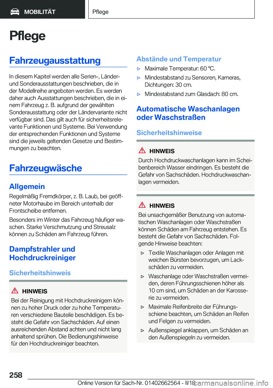 BMW M2 2018  Betriebsanleitungen (in German) �P�f�l�e�g�e�F�a�h�r�z�e�u�g�a�u�s�s�t�a�t�t�u�n�g
�I�n� �d�i�e�s�e�m� �K�a�p�i�t�e�l� �w�e�r�d�e�n� �a�l�l�e� �S�e�r�i�e�n�-�,� �L�