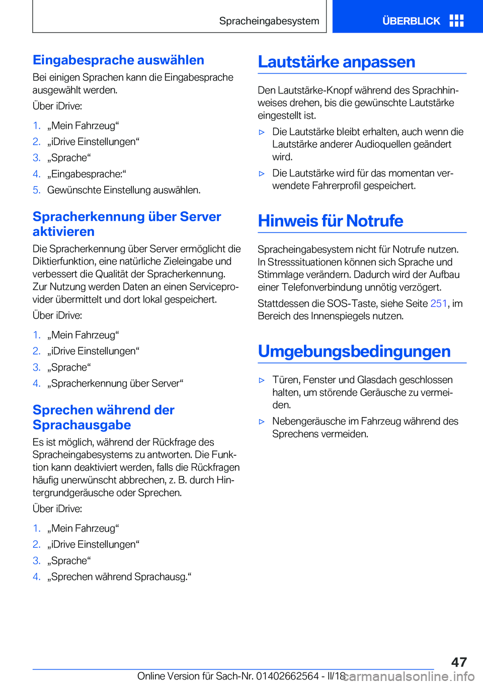 BMW M2 2018  Betriebsanleitungen (in German) �E�i�n�g�a�b�e�s�p�r�a�c�h�e��a�u�s�w�