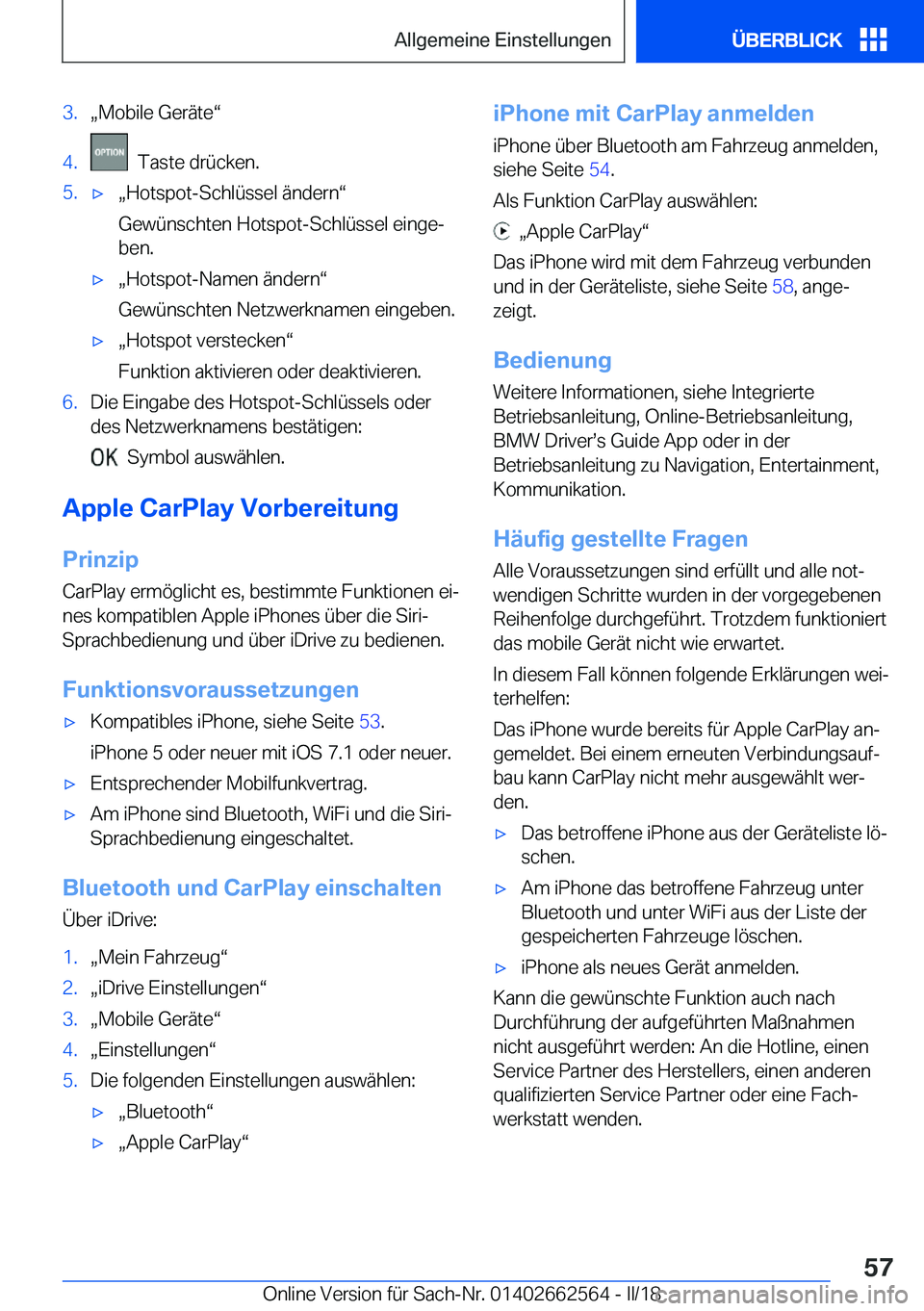 BMW M2 2018  Betriebsanleitungen (in German) �3�.x�M�o�b�i�l�e� �G�e�r�