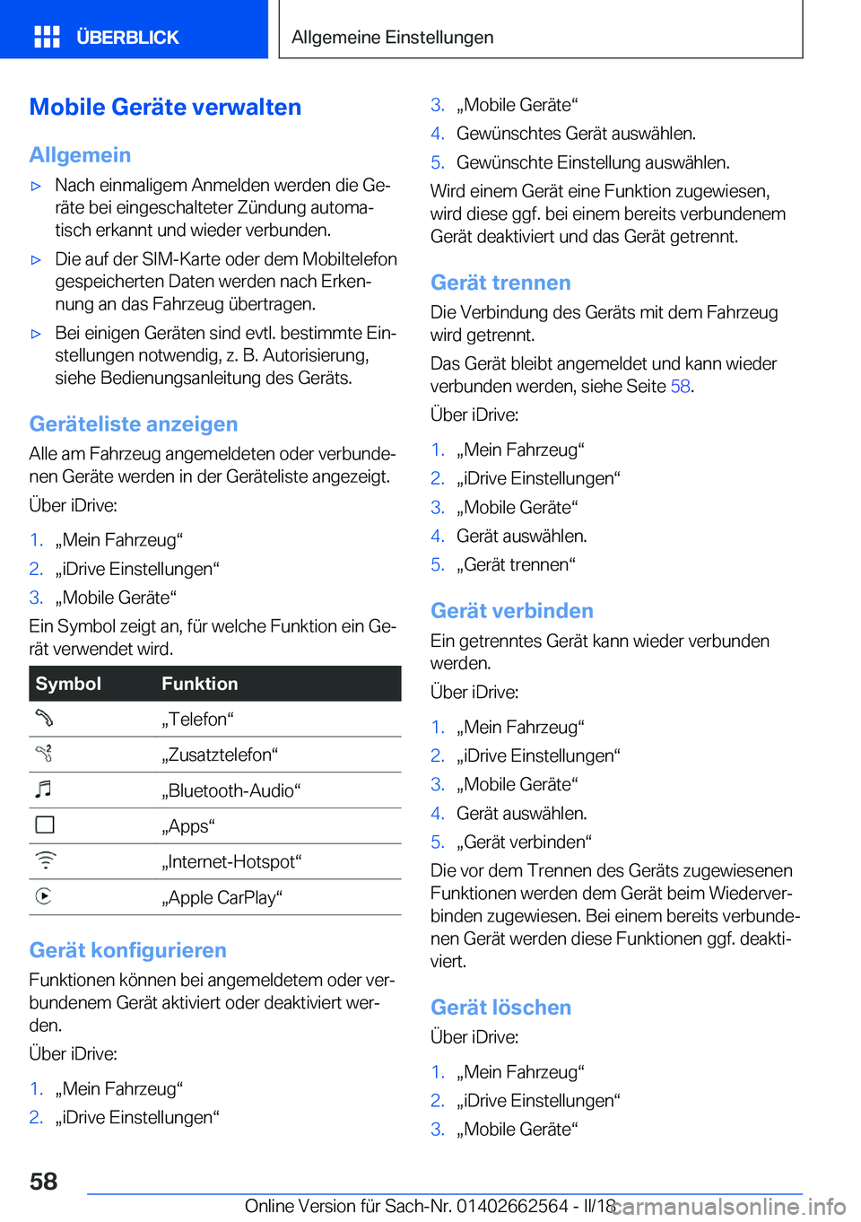 BMW M2 2018  Betriebsanleitungen (in German) �M�o�b�i�l�e��G�e�r�