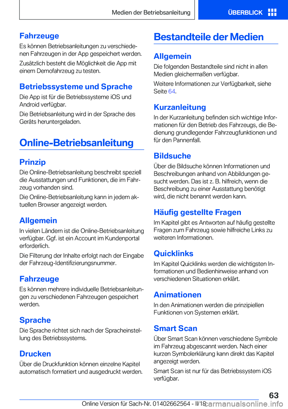 BMW M2 2018  Betriebsanleitungen (in German) �F�a�h�r�z�e�u�g�e
�E�s� �k�