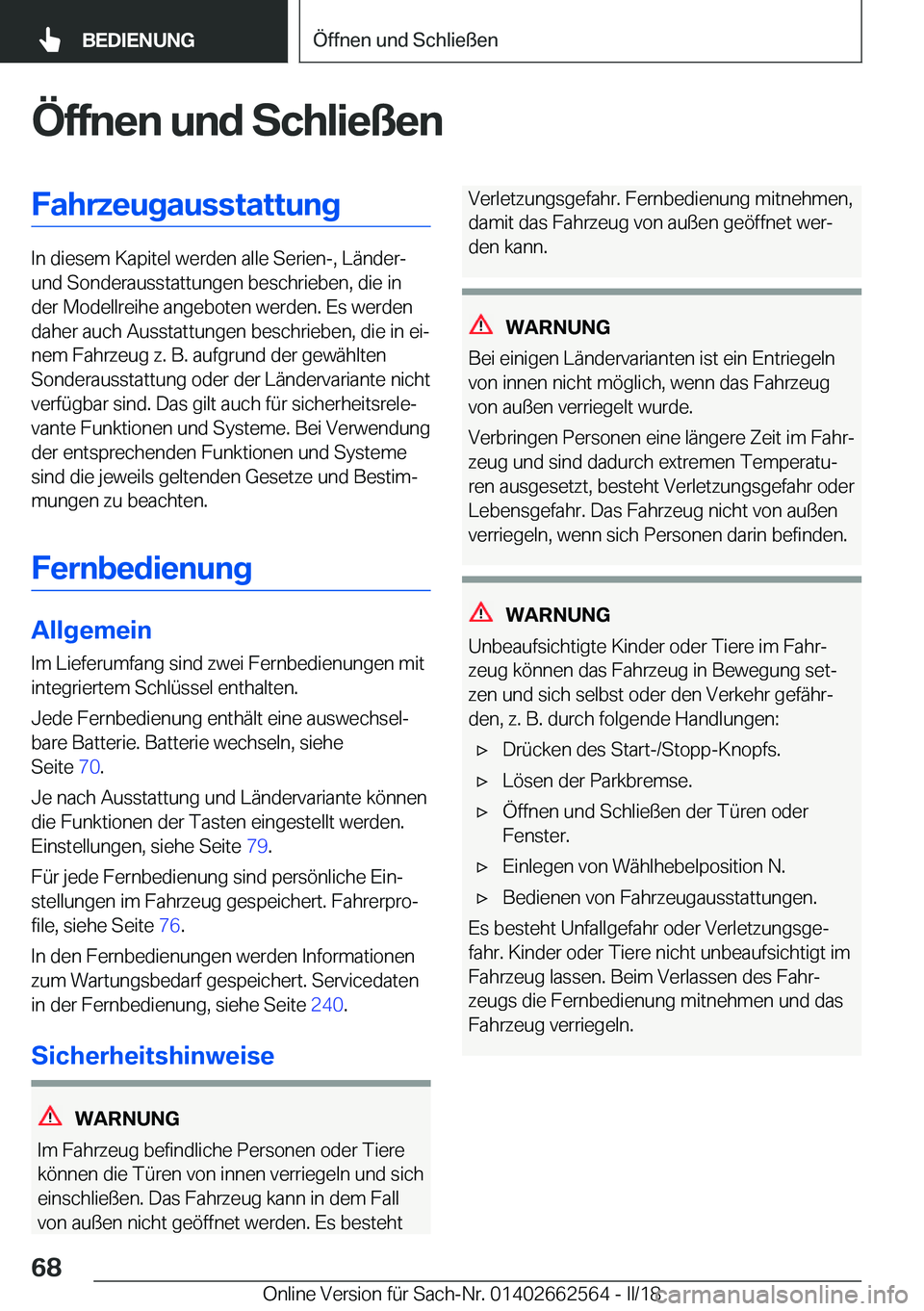 BMW M2 2018  Betriebsanleitungen (in German) �