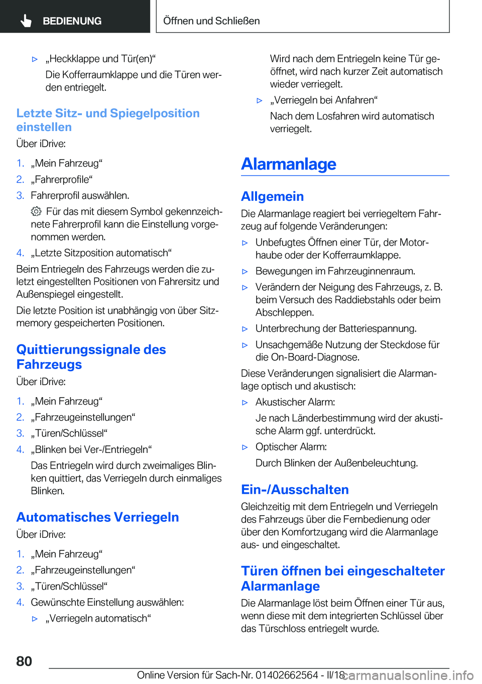 BMW M2 2018  Betriebsanleitungen (in German) 'xx�H�e�c�k�k�l�a�p�p�e� �u�n�d� �T�