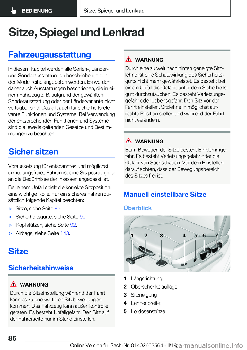 BMW M2 2018  Betriebsanleitungen (in German) �S�i�t�z�e�,��S�p�i�e�g�e�l��u�n�d��L�e�n�k�r�a�d�F�a�h�r�z�e�u�g�a�u�s�s�t�a�t�t�u�n�g
�I�n� �d�i�e�s�e�m� �K�a�p�i�t�e�l� �w�e�r�d�e�n� �a�l�l�e� �S�e�r�i�e�n�-�,� �L�