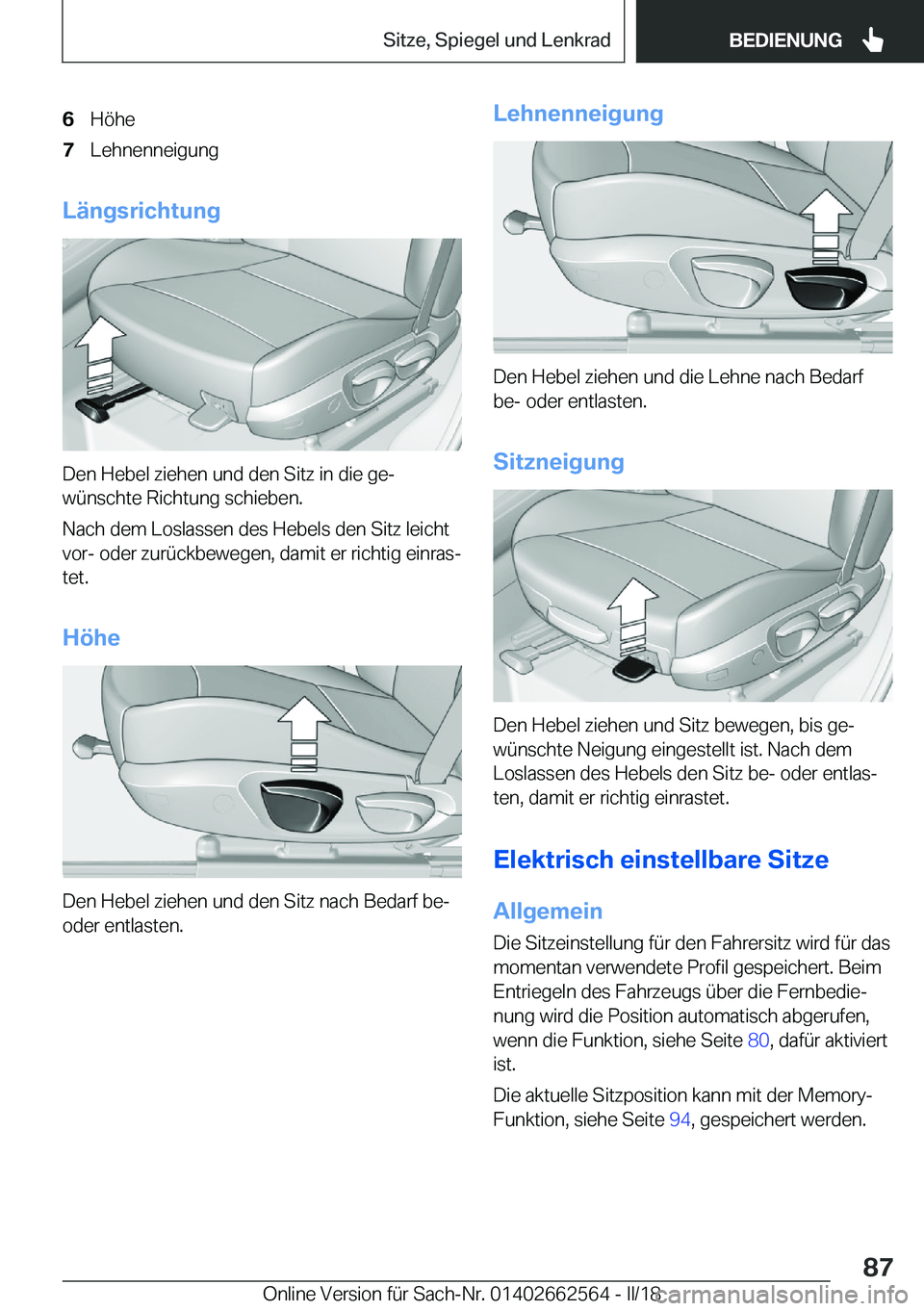 BMW M2 2018  Betriebsanleitungen (in German) �6�H�
