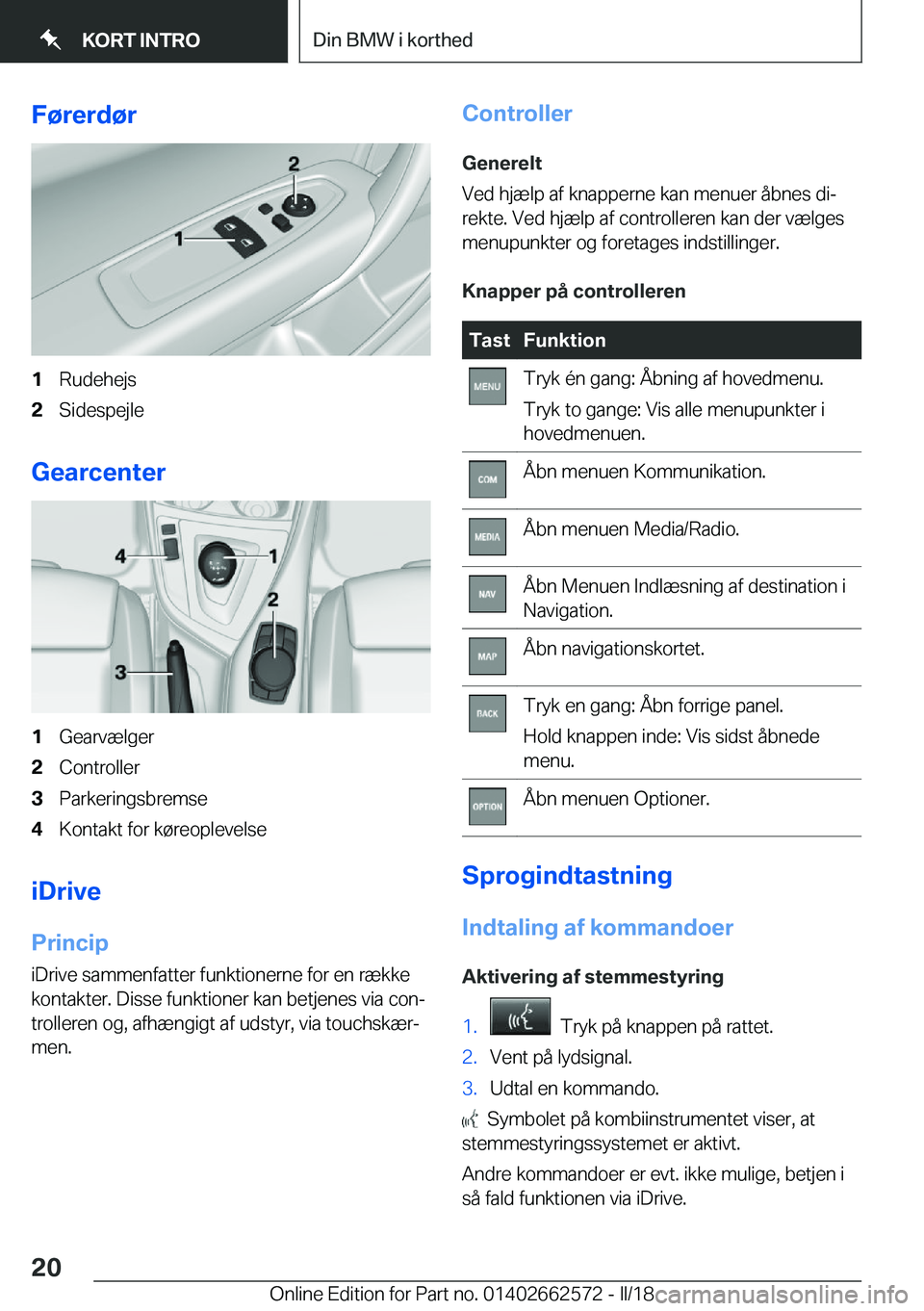 BMW M2 2018  InstruktionsbØger (in Danish) �F�