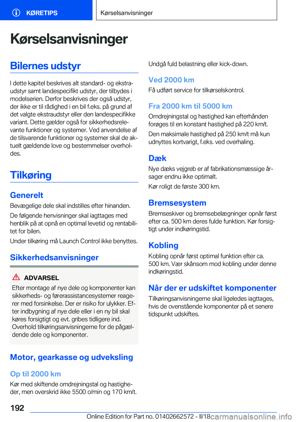 BMW M2 2018  InstruktionsbØger (in Danish) �K�