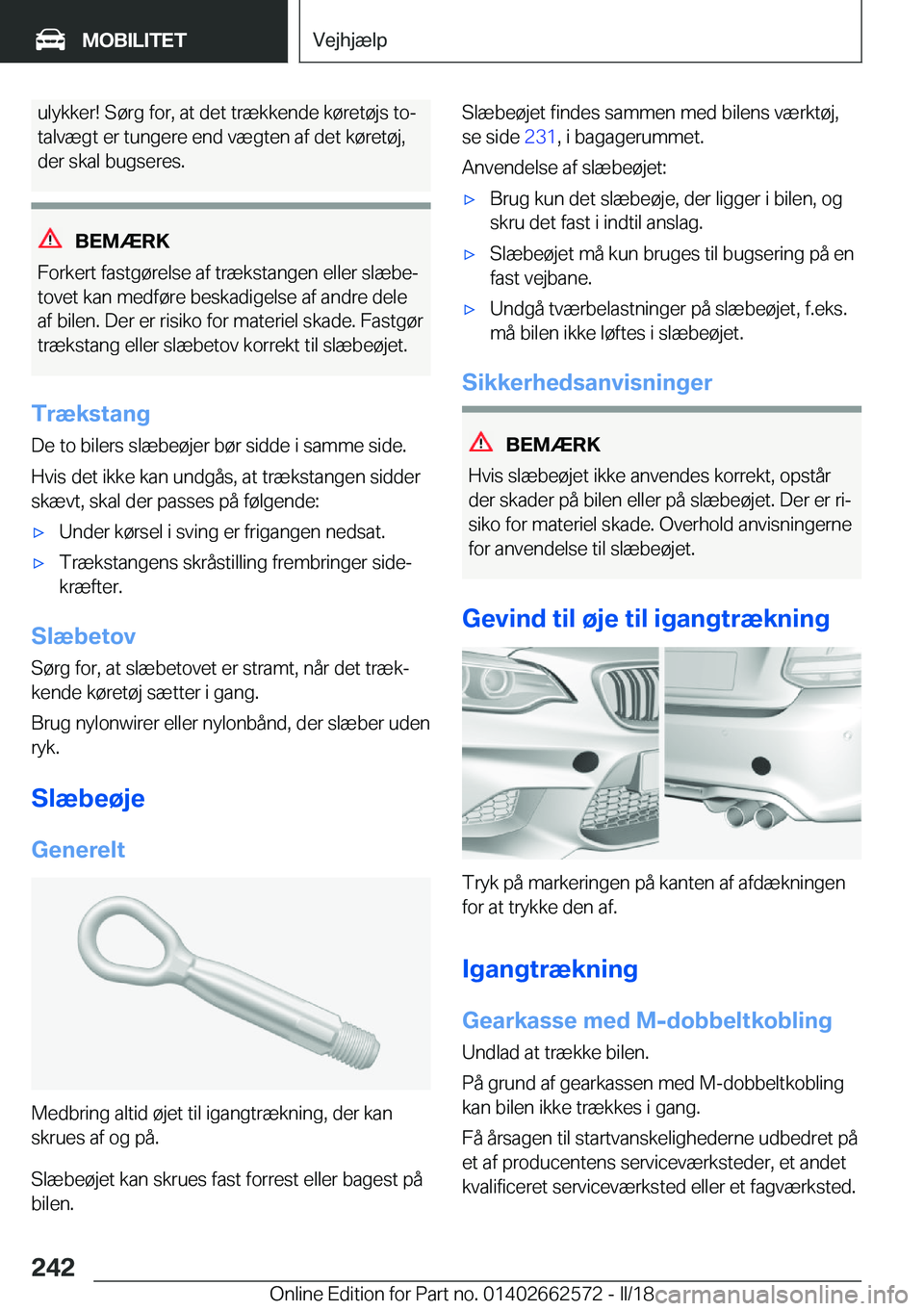 BMW M2 2018  InstruktionsbØger (in Danish) �u�l�y�k�k�e�r�!� �S�