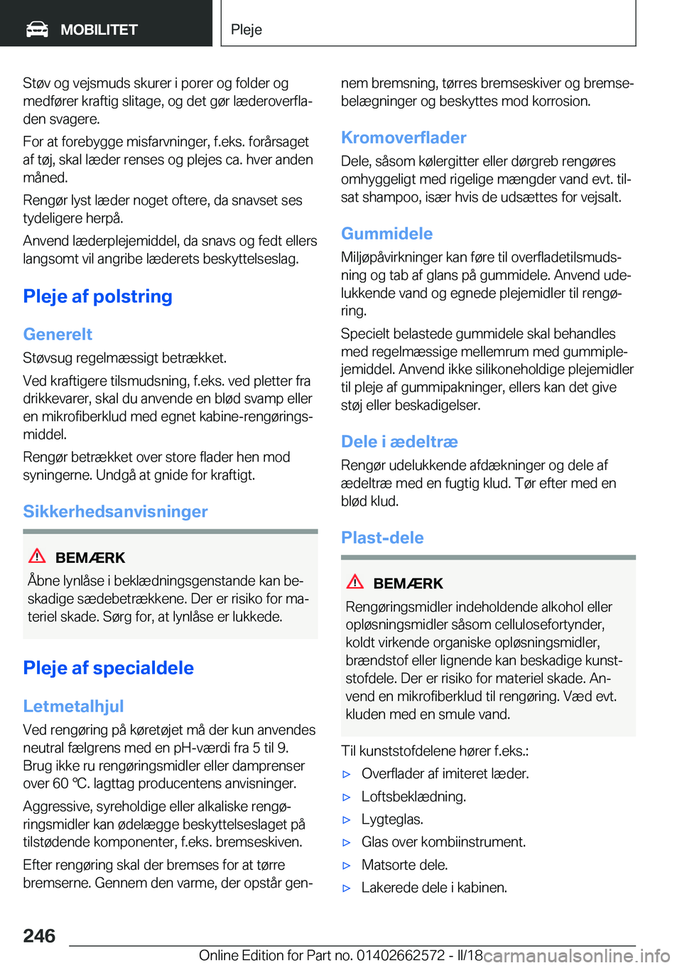 BMW M2 2018  InstruktionsbØger (in Danish) �S�t�