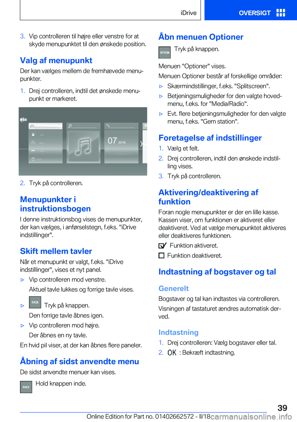 BMW M2 2018  InstruktionsbØger (in Danish) �3�.�V�i�p� �c�o�n�t�r�o�l�l�e�r�e�n� �t�i�l� �h�