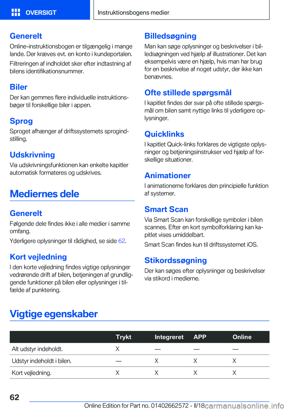 BMW M2 2018  InstruktionsbØger (in Danish)  G e n e r e l t O n l i n e - i n s t r u k t i o n s b o g e n   e r   t i l g æ n g e l i g   i   m a n g e
 l a n d e .   D e r   k r æ v e s   e v t .   e n   k o n t o   i   k u n d e p o r t 