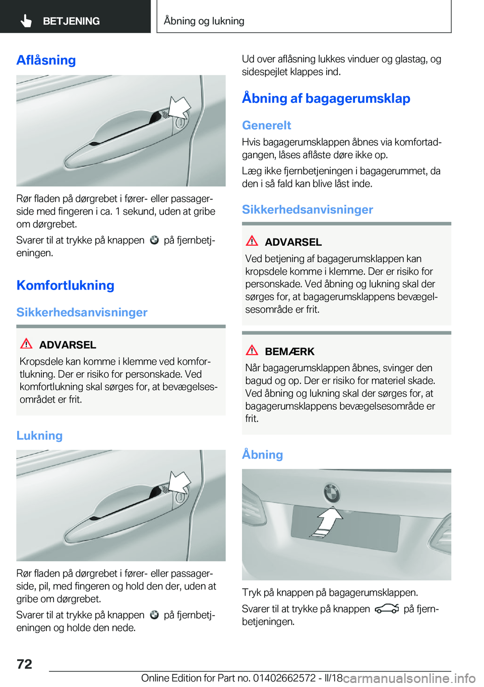 BMW M2 2018  InstruktionsbØger (in Danish) �A�f�l�å�s�n�i�n�g
�R�