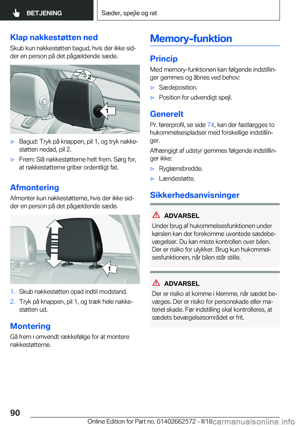 BMW M2 2018  InstruktionsbØger (in Danish)  K l a p  n a k k e s t 