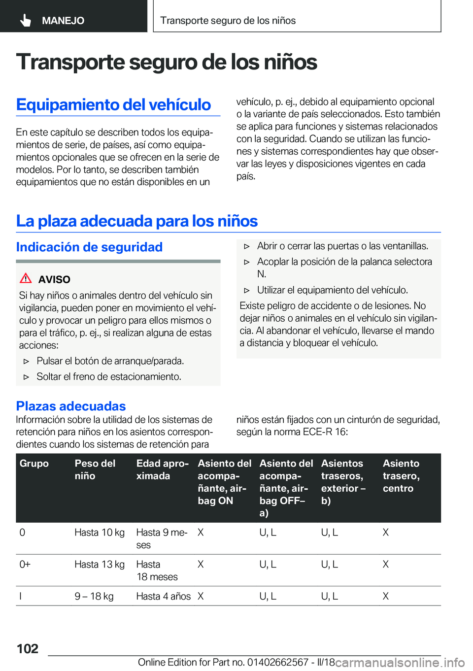 BMW M2 2018  Manuales de Empleo (in Spanish) �T�r�a�n�s�p�o�r�t�e��s�e�g�u�r�o��d�e��l�o�s��n�i�