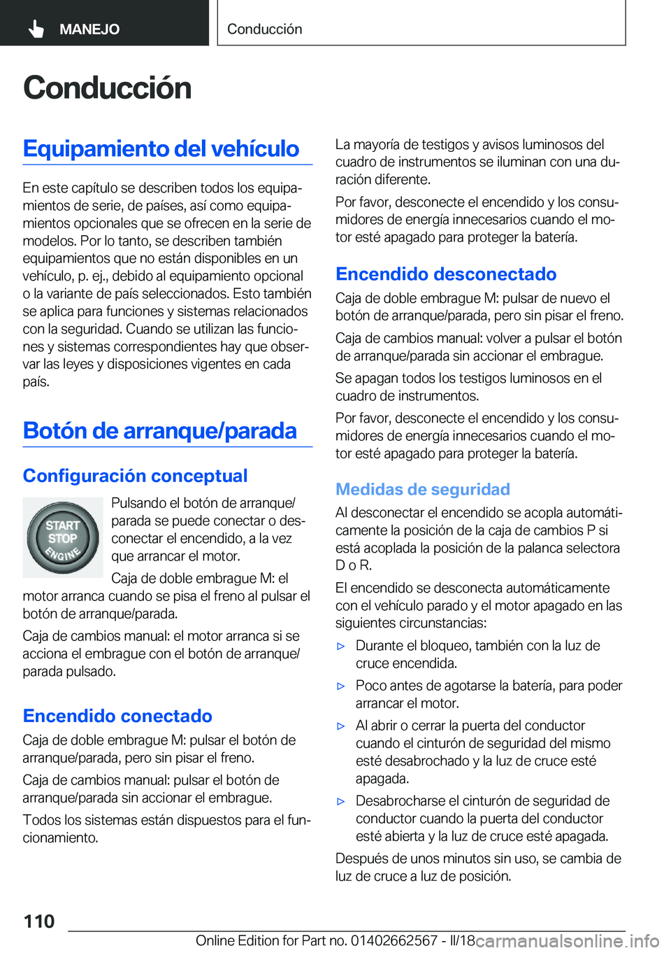 BMW M2 2018  Manuales de Empleo (in Spanish) �C�o�n�d�u�c�c�i�
