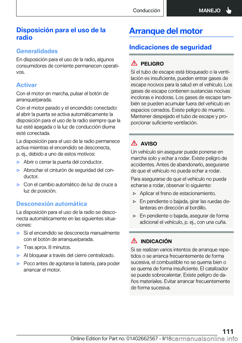 BMW M2 2018  Manuales de Empleo (in Spanish) �D�i�s�p�o�s�i�c�i�