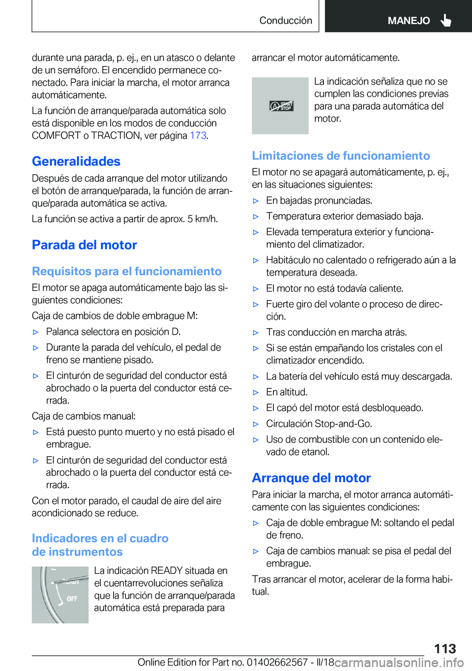 BMW M2 2018  Manuales de Empleo (in Spanish) �d�u�r�a�n�t�e� �u�n�a� �p�a�r�a�d�a�,� �p�.� �e�j�.�,� �e�n� �u�n� �a�t�a�s�c�o� �o� �d�e�l�a�n�t�e�d�e� �u�n� �s�e�m�