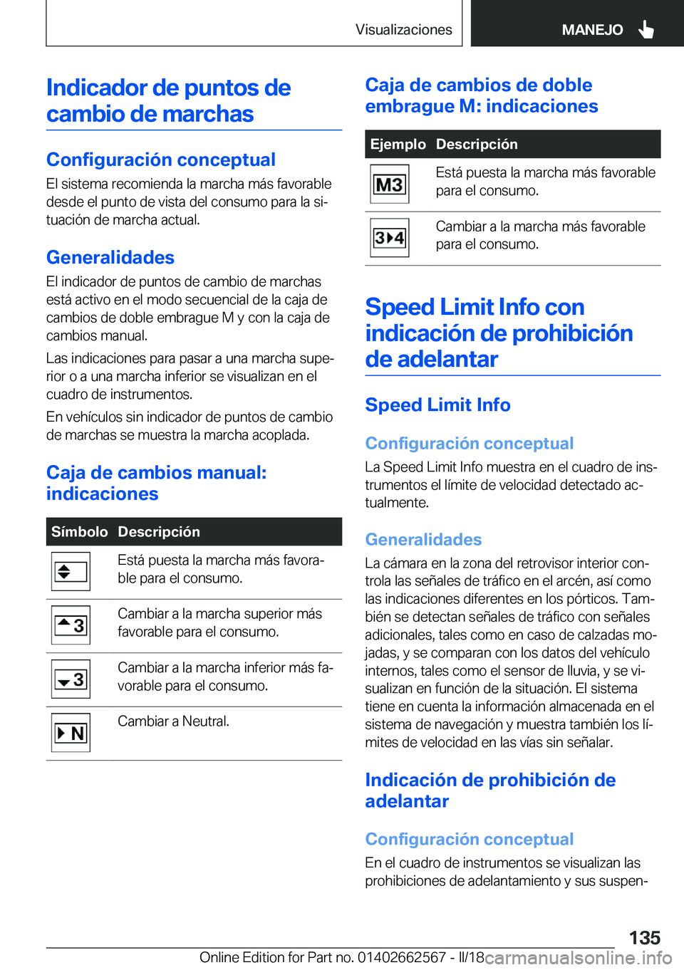 BMW M2 2018  Manuales de Empleo (in Spanish) �I�n�d�i�c�a�d�o�r��d�e��p�u�n�t�o�s��d�e�c�a�m�b�i�o��d�e��m�a�r�c�h�a�s
�C�o�n�f�i�g�u�r�a�c�i�