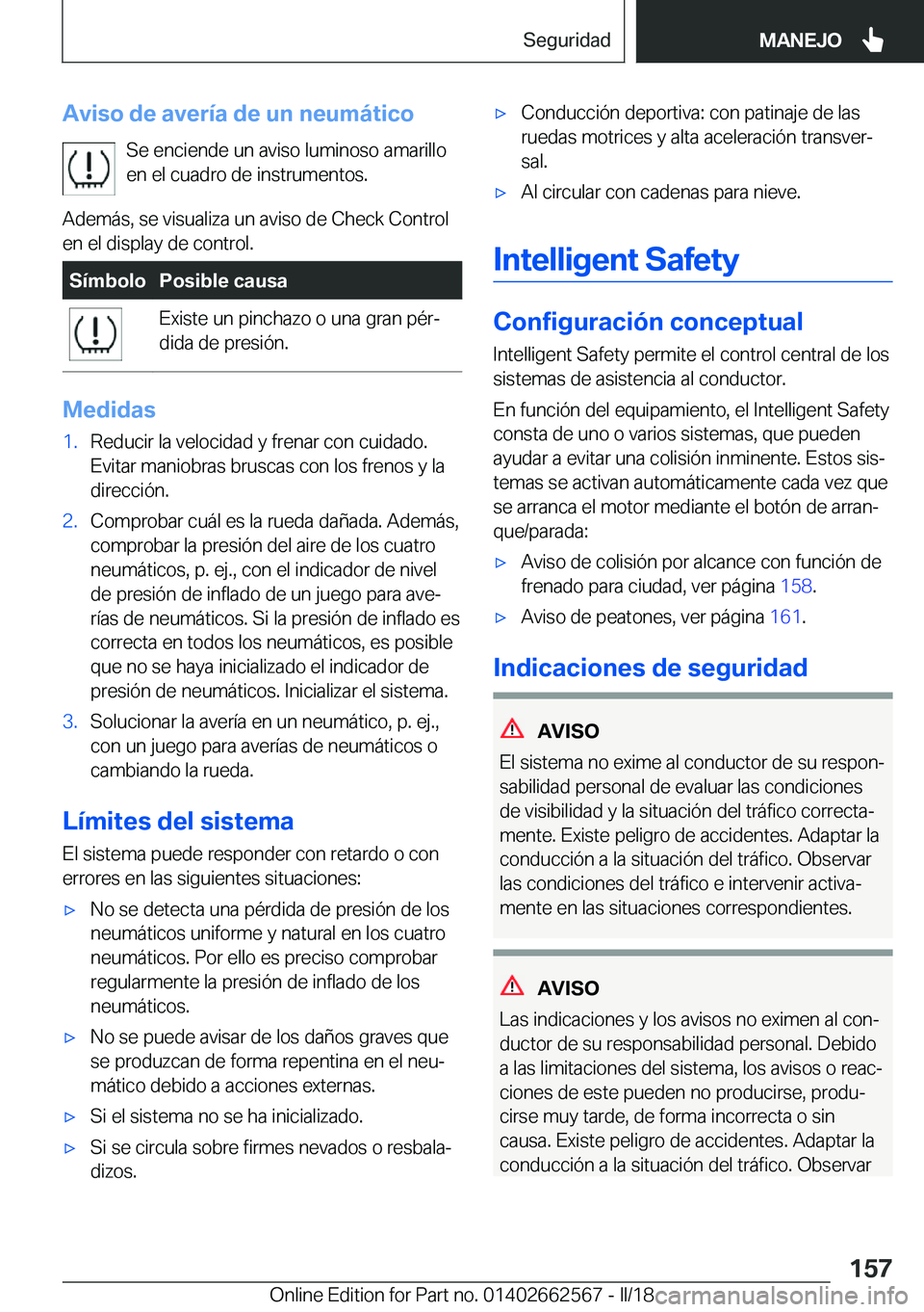 BMW M2 2018  Manuales de Empleo (in Spanish) �A�v�i�s�o��d�e��a�v�e�r�