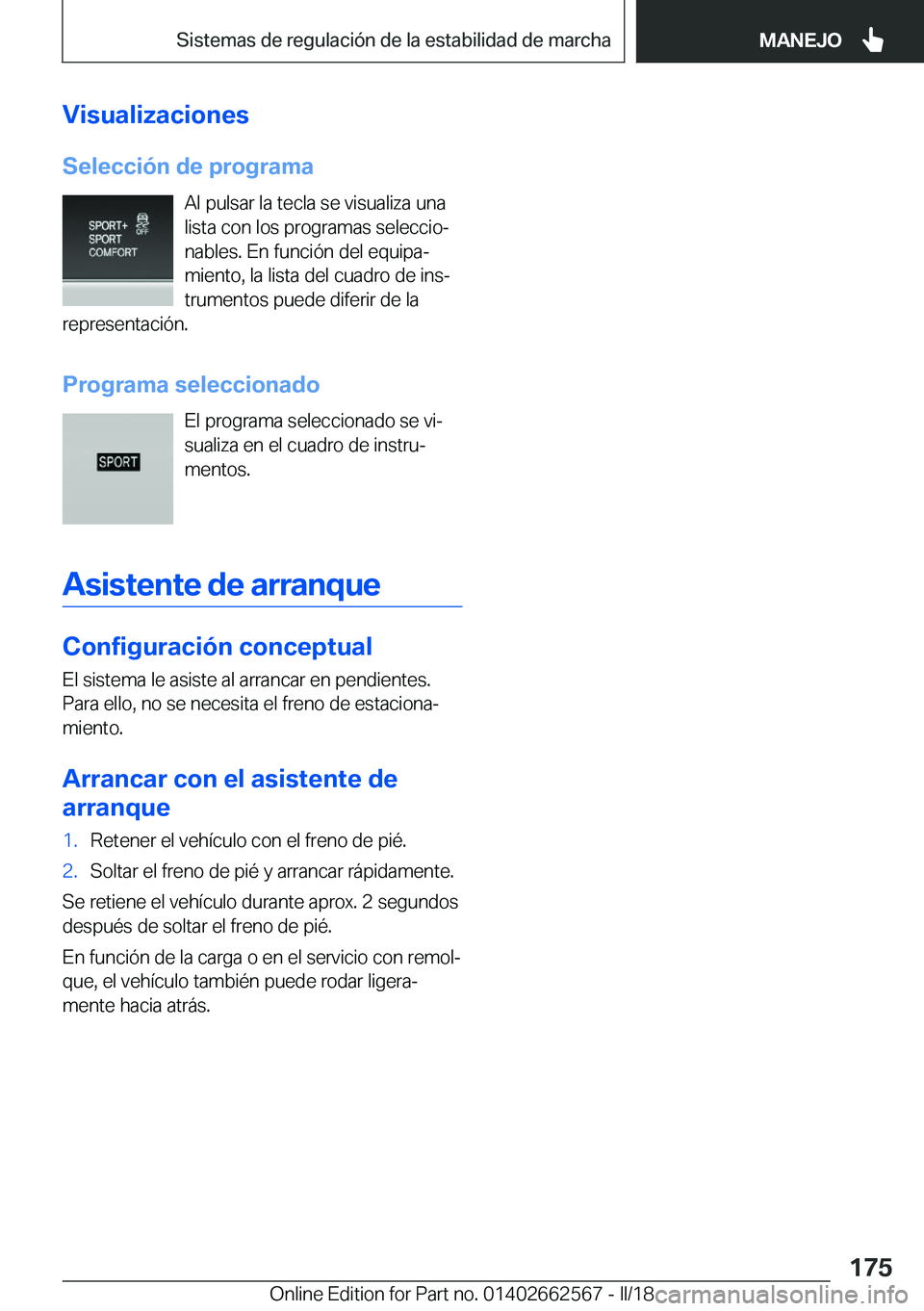 BMW M2 2018  Manuales de Empleo (in Spanish) �V�i�s�u�a�l�i�z�a�c�i�o�n�e�s�S�e�l�e�c�c�i�