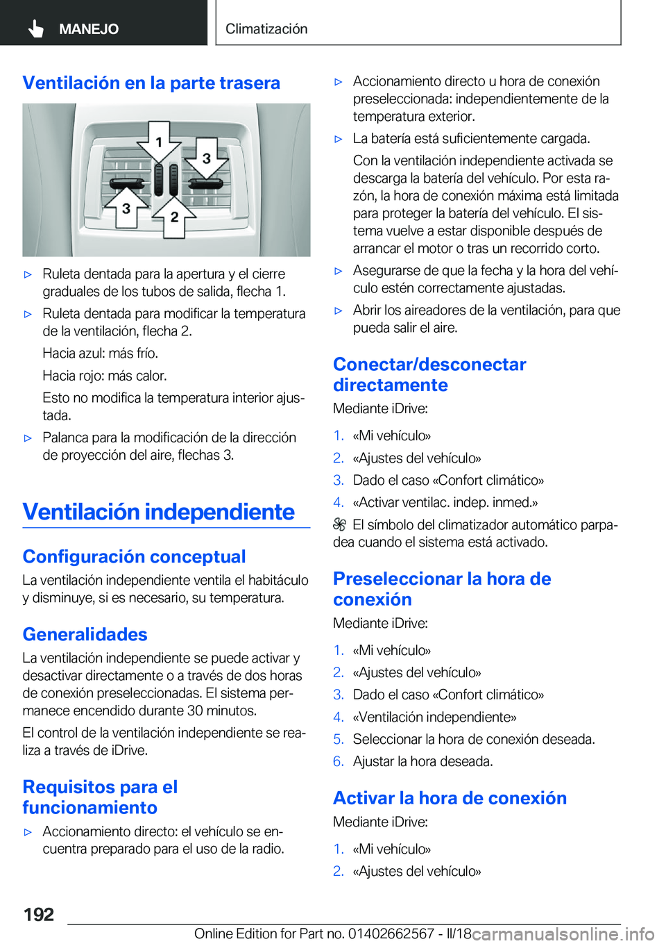 BMW M2 2018  Manuales de Empleo (in Spanish) �V�e�n�t�i�l�a�c�i�