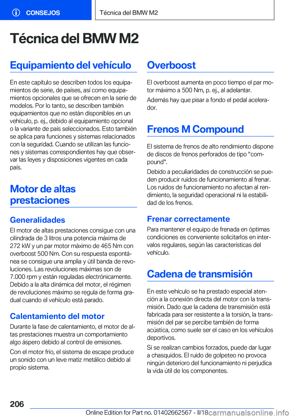 BMW M2 2018  Manuales de Empleo (in Spanish) �T�