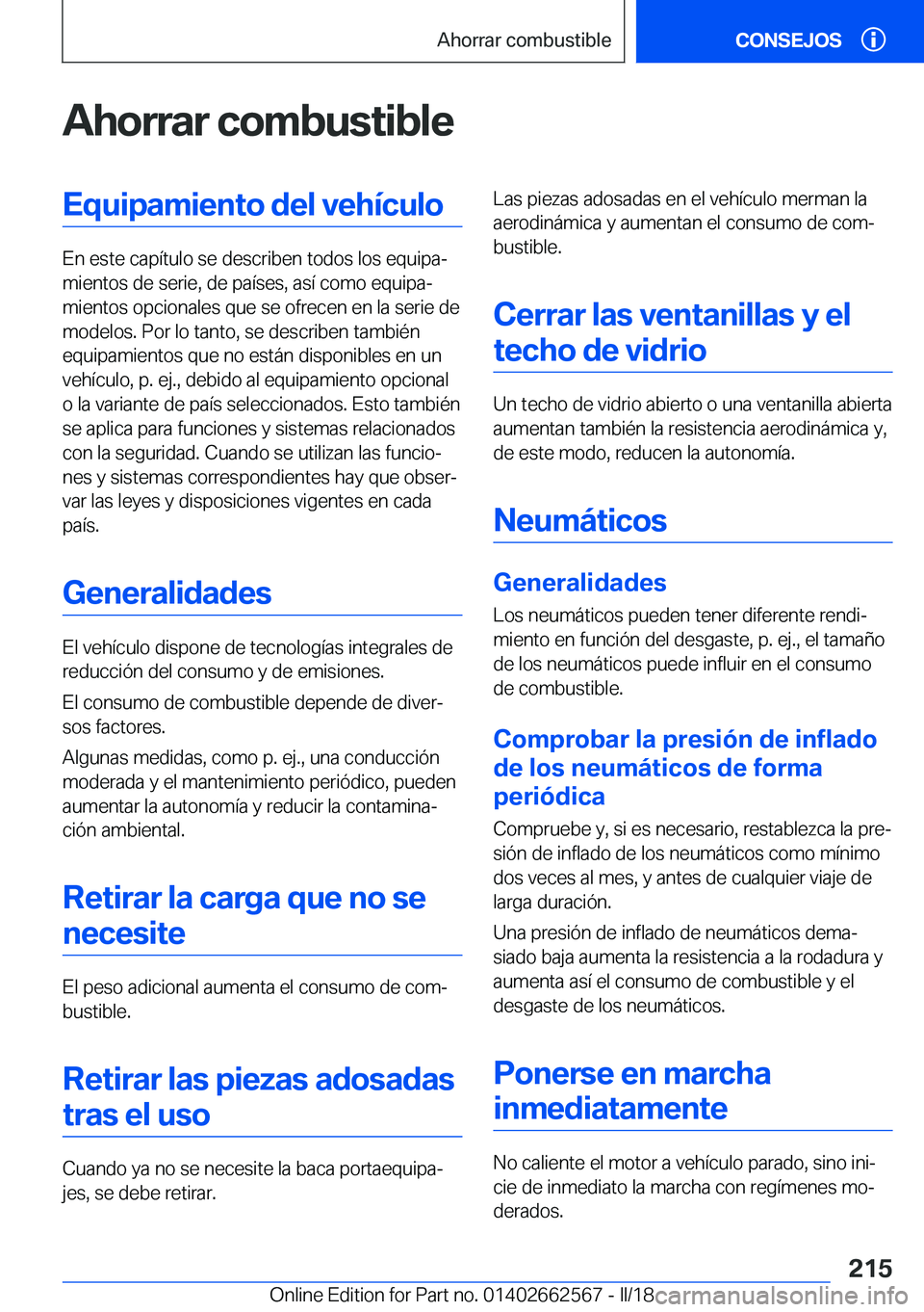 BMW M2 2018  Manuales de Empleo (in Spanish) �A�h�o�r�r�a�r��c�o�m�b�u�s�t�i�b�l�e�E�q�u�i�p�a�m�i�e�n�t�o��d�e�l��v�e�h�