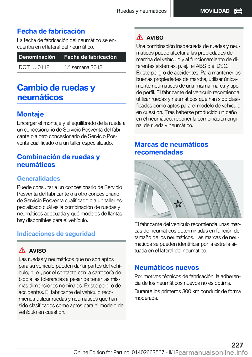 BMW M2 2018  Manuales de Empleo (in Spanish) �F�e�c�h�a��d�e��f�a�b�r�i�c�a�c�i�