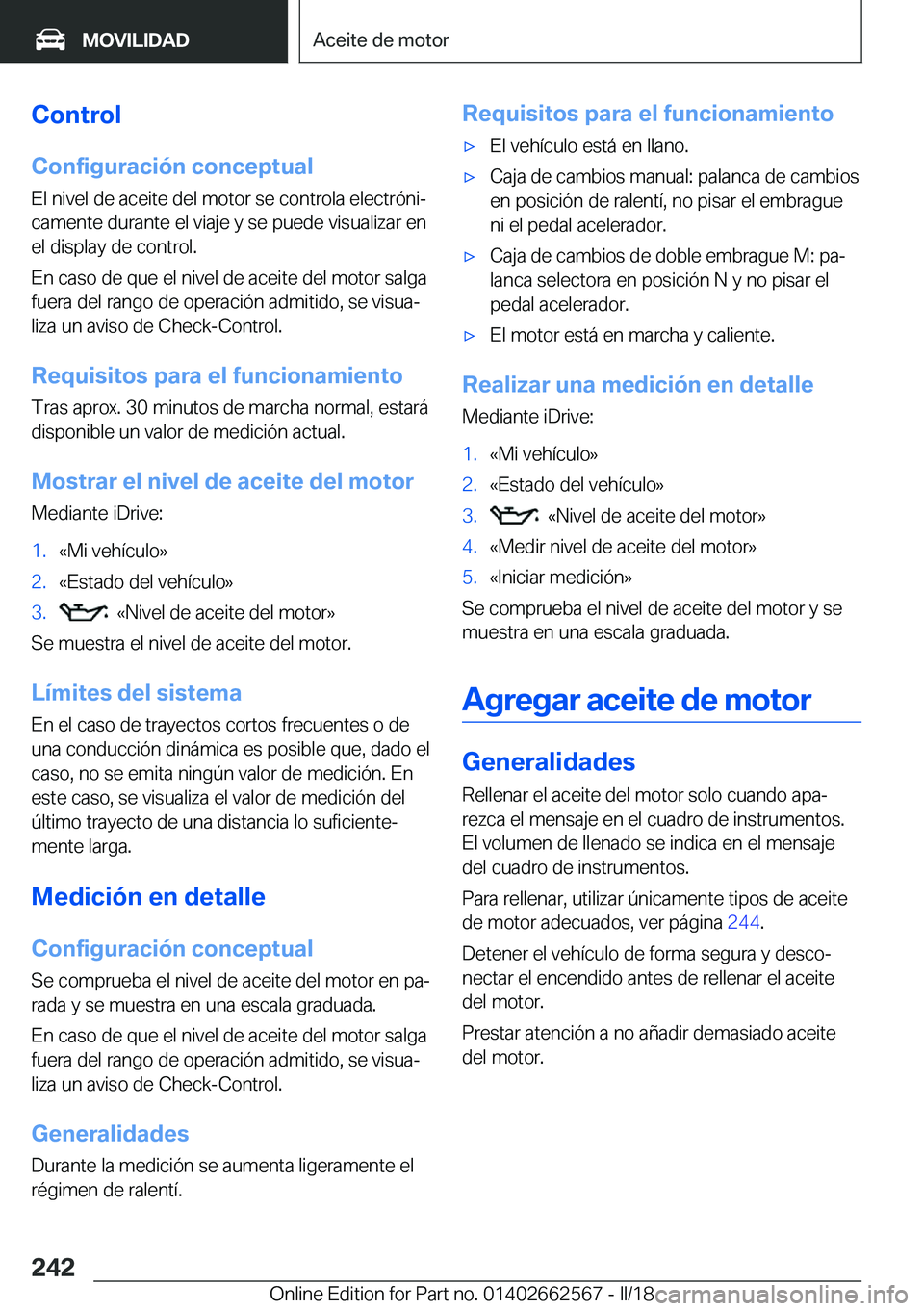 BMW M2 2018  Manuales de Empleo (in Spanish) �C�o�n�t�r�o�l
�C�o�n�f�i�g�u�r�a�c�i�