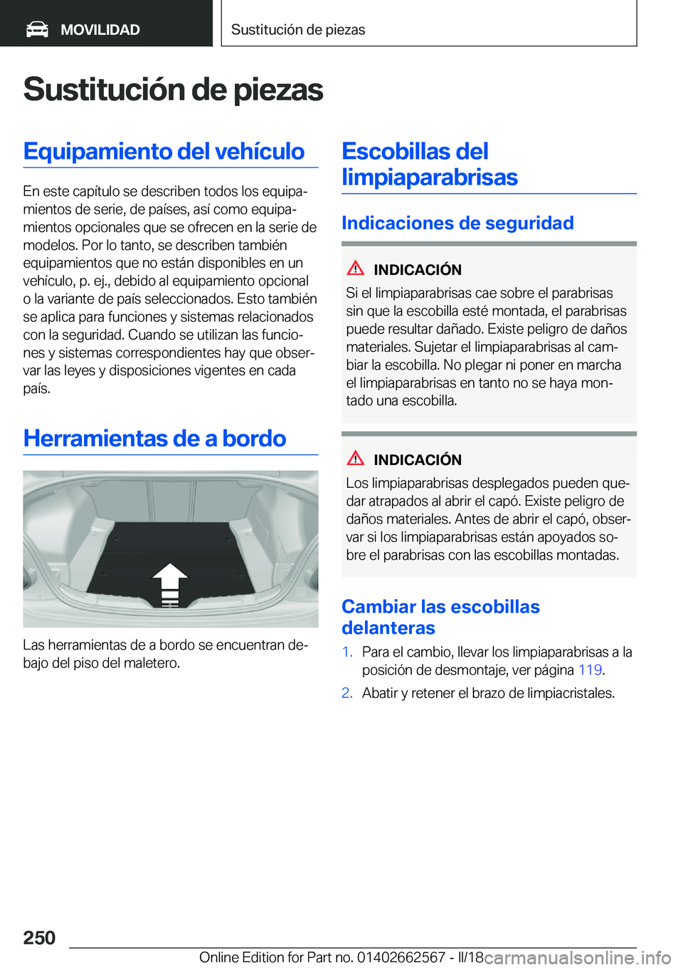 BMW M2 2018  Manuales de Empleo (in Spanish) �S�u�s�t�i�t�u�c�i�