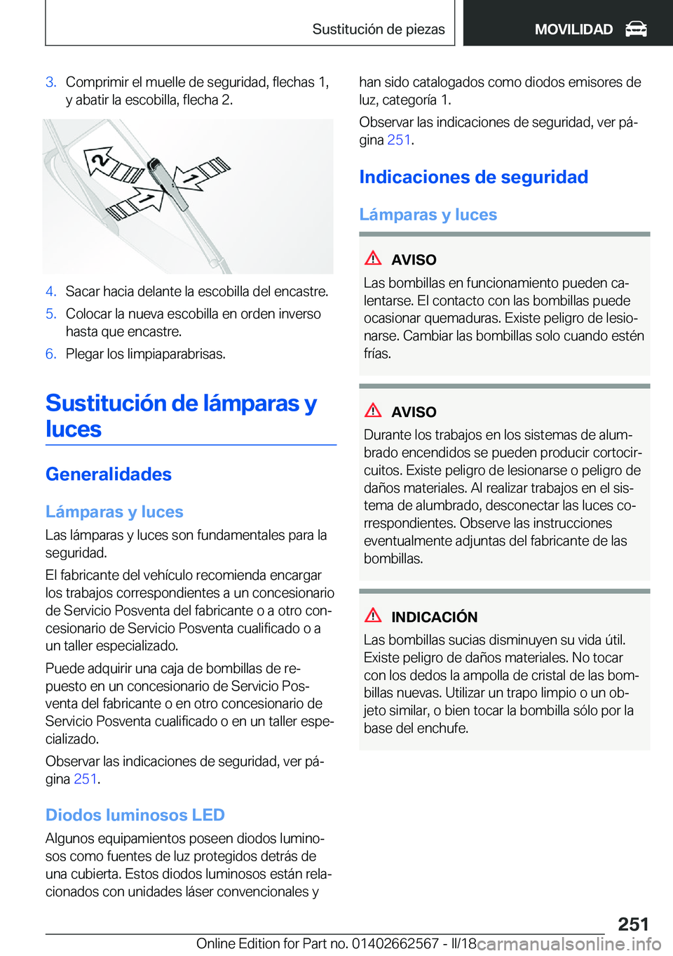 BMW M2 2018  Manuales de Empleo (in Spanish) �3�.�C�o�m�p�r�i�m�i�r� �e�l� �m�u�e�l�l�e� �d�e� �s�e�g�u�r�i�d�a�d�,� �f�l�e�c�h�a�s� �1�,
�y� �a�b�a�t�i�r� �l�a� �e�s�c�o�b�i�l�l�a�,� �f�l�e�c�h�a� �2�.�4�.�S�a�c�a�r� �h�a�c�i�a� �d�e�l�a�n�t�e�