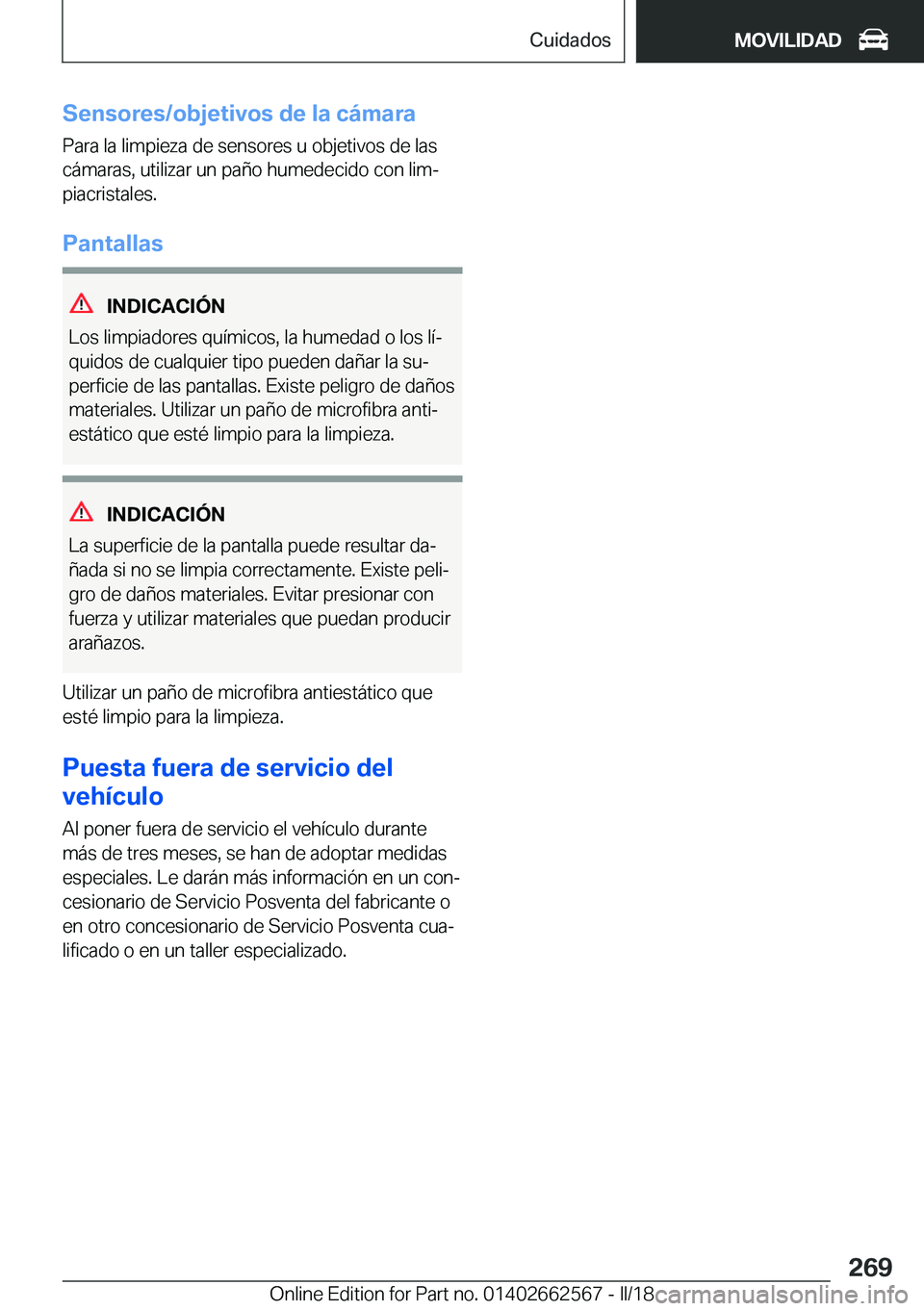 BMW M2 2018  Manuales de Empleo (in Spanish) �S�e�n�s�o�r�e�s�/�o�b�j�e�t�i�v�o�s��d�e��l�a��c�